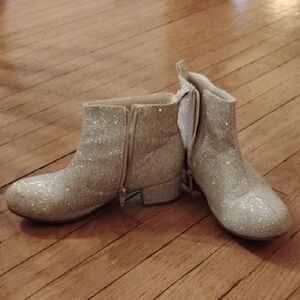 Kids Glitter Ankle Boots - Silver Sparkle